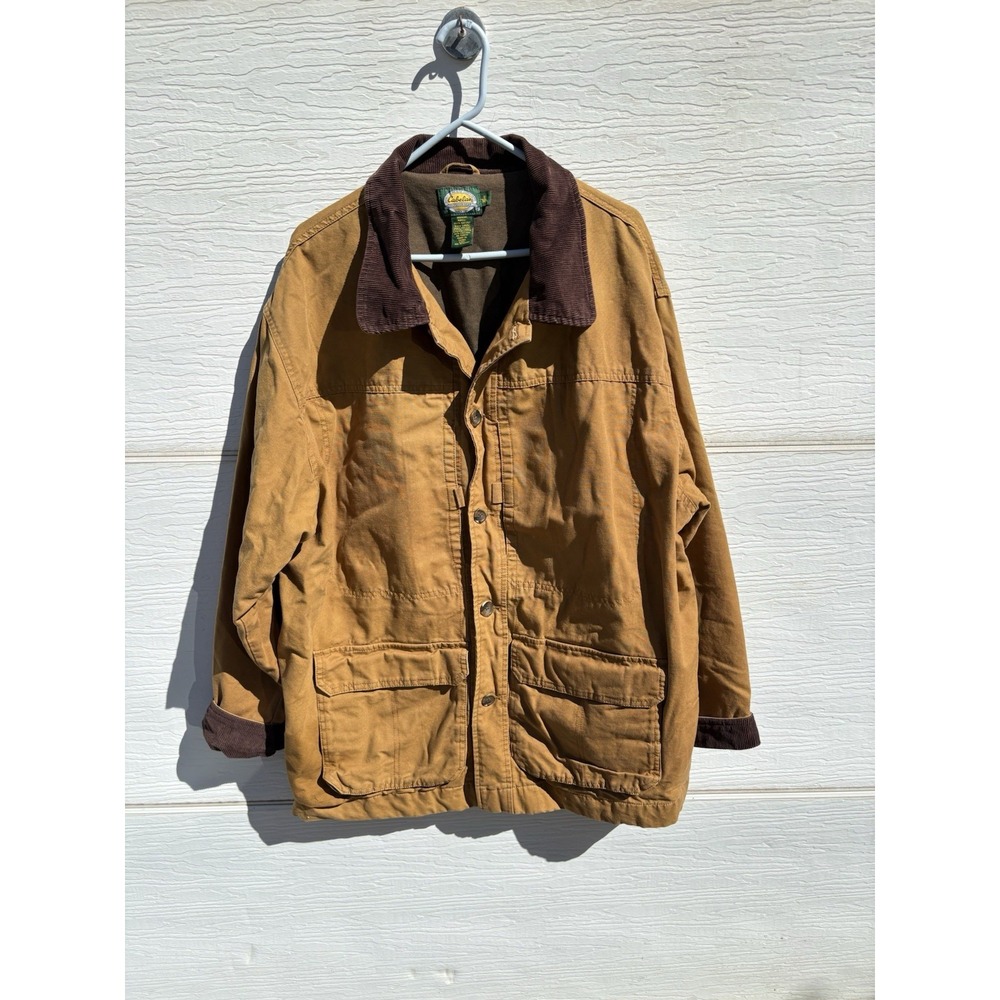 Vintage Cabelas Mens XL Barn Coat Chore Jacket Canvas Durable Corduroy Collar